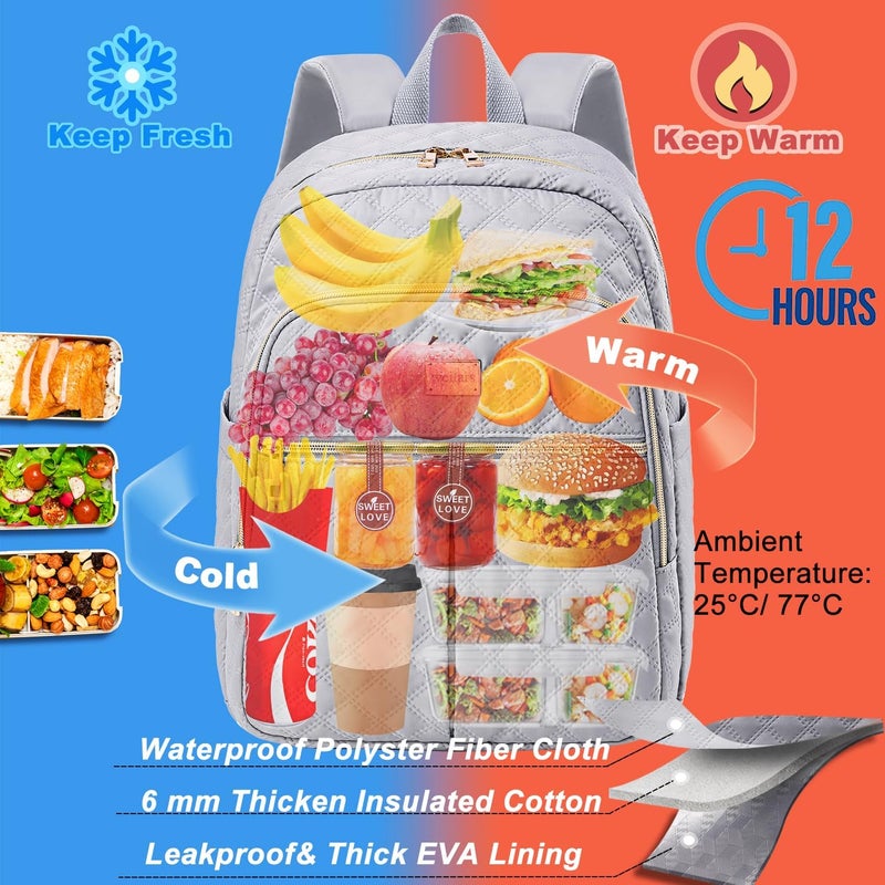 Weitars Lunch Backpack For Women Men,20L Cooler Backpack Insulated Lunch Bag For Women With Side Pockets Waterproof,Meal Prep Backpack,Adult Backpack Cooler For Lunch Picnic Hiking Camping Beach - Image 5